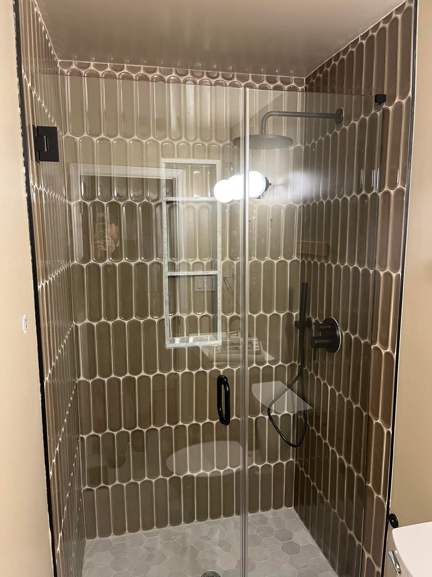 Kit-kat mosaic walk-in shower